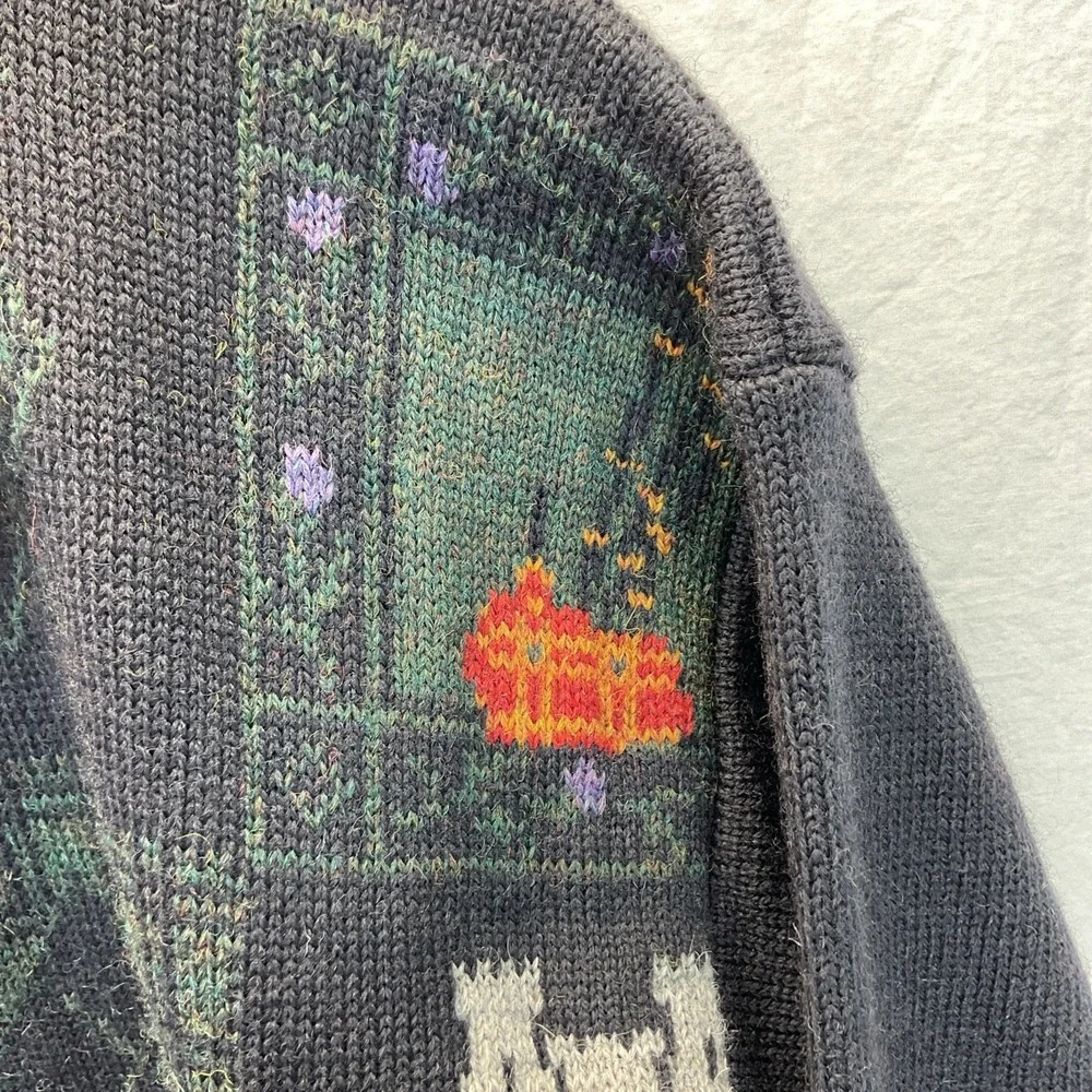 VTG Acorn Scotties Castle Women‎ M 100% Wool Cardigan Button Front Great Britain
